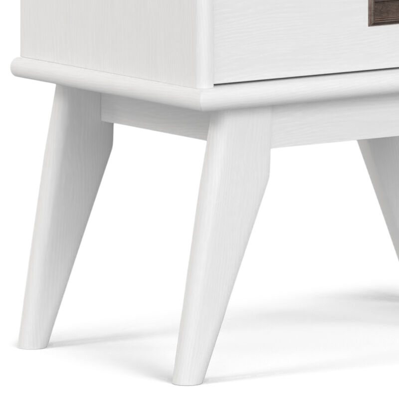 Draper SOLID HARDWOOD 64 inch x 22 inch Mid Century Modern Bookcase and Storage Unit in White