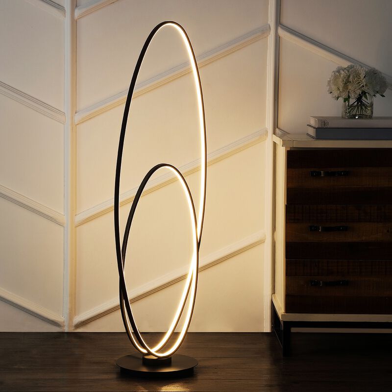 Looper 47" Metal Modern Contemporary Oval Dimmable Integrated LED Floor Lamp, Black