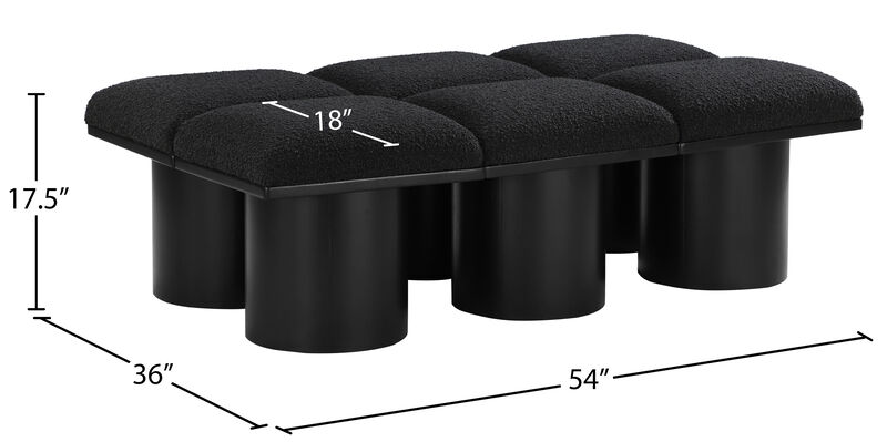 Meridian Furniture Pavilion Black Boucle Fabric Bench