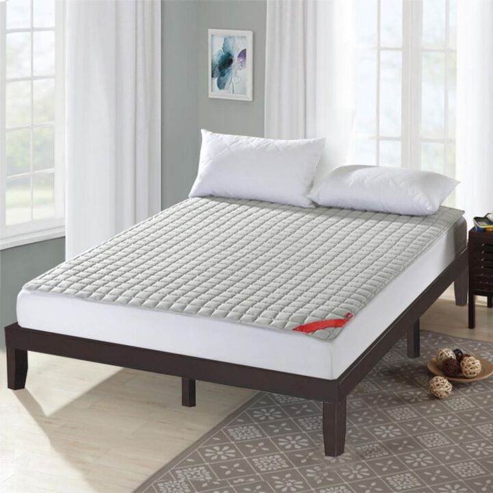 Hivvago King Size Rubber Wood Platform Bed Frame with Wood Slat Support