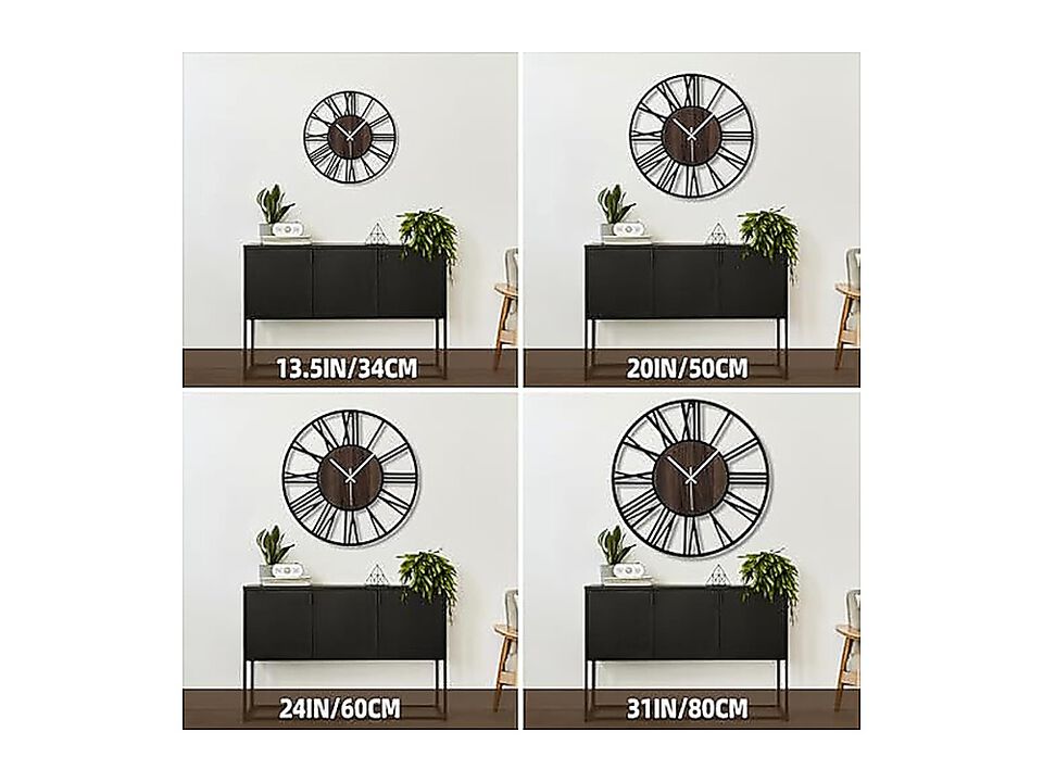 Large Wall Clock Living Decor 14 Inch Non Ticking Silent Battery Operated Modern