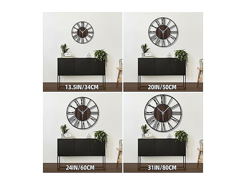 Large Wall Clock Living Decor 14 Inch Non Ticking Silent Battery Operated Modern image number 1