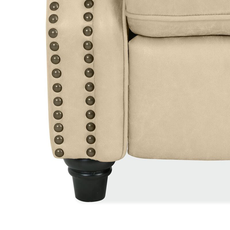 ProLounger Pushback Recliner with Nailheads in Distressed Latte Tan Faux Leather
