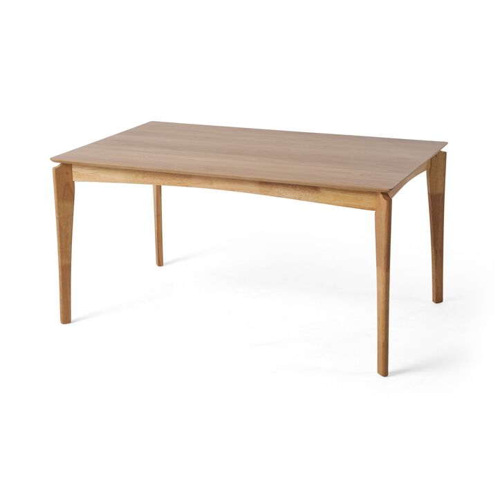 Jimi Dining Table, Brown Rubberwood, Tapered Legs, Rectangular 59 Inch