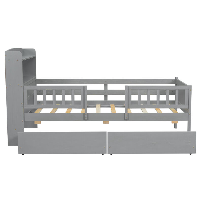 Merax Platform Bed with LED Light and 2 Drawers