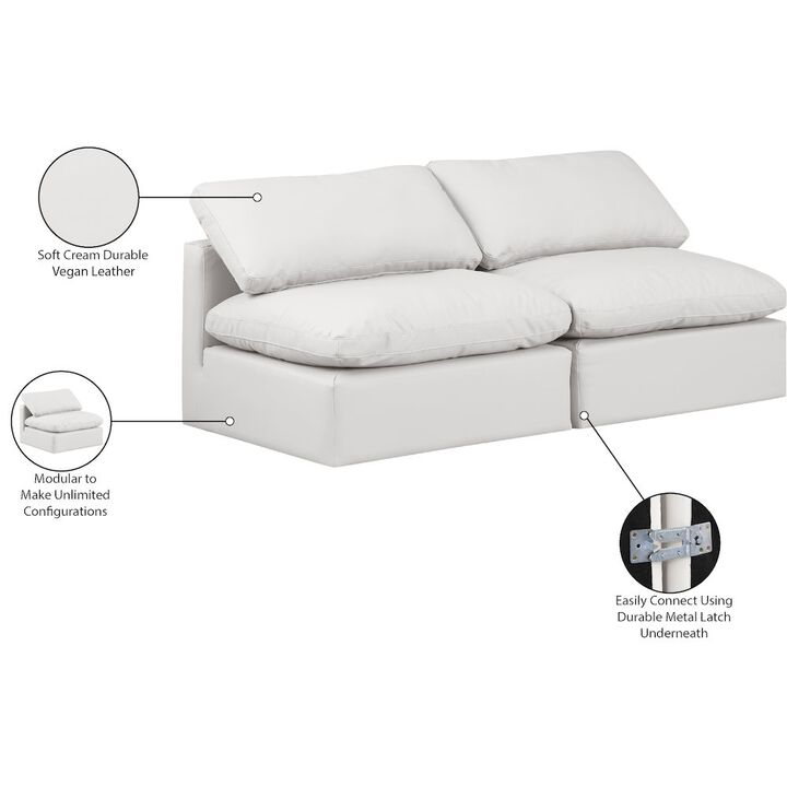 Meridian Furniture Indulge Cream Vegan Leather Modular Sofa