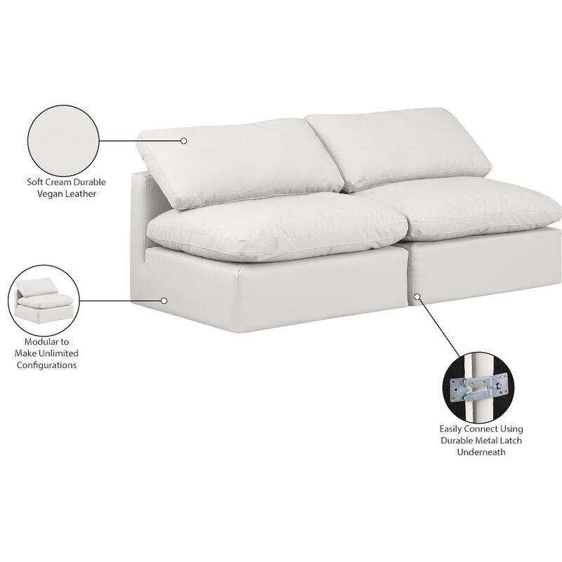 Meridian Furniture Indulge Cream Vegan Leather Modular Sofa