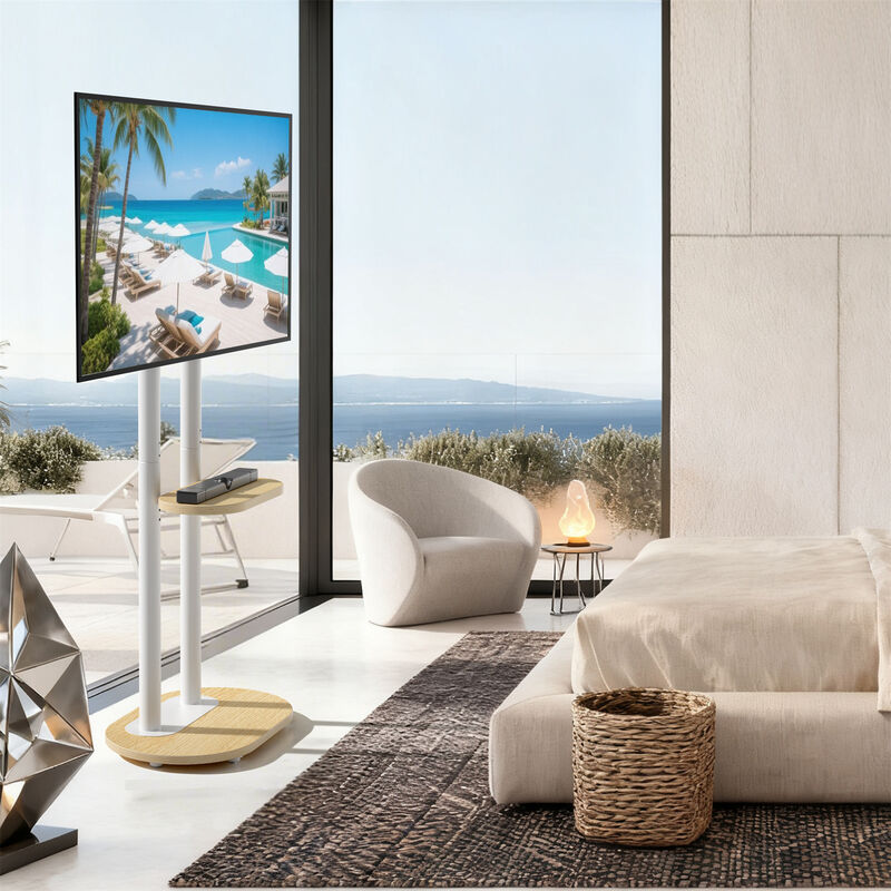 Floor TV Stand with Wheels 40-75" Mobile Cart w/ Shelf for Living Room, Bedroom image number 3