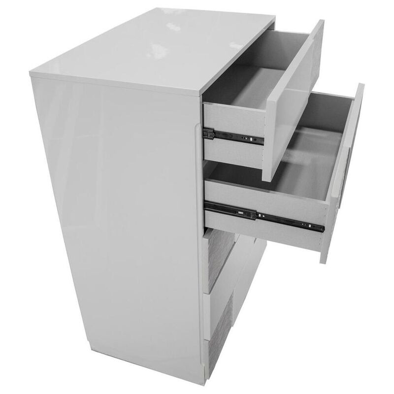 Best Master Furniture Best Master Naple 5-Drawer Poplar Wood Bedroom Chest in Gray/Silver Line