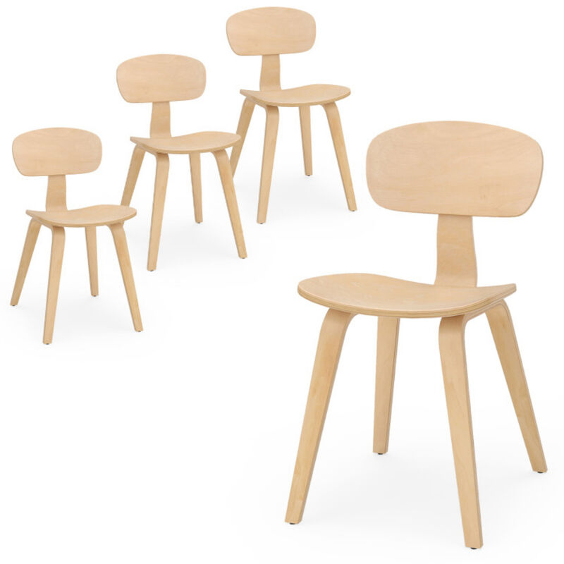 Set of 4 Modern Dining Chairs with Wide Comfortable Seat Natural image number 0