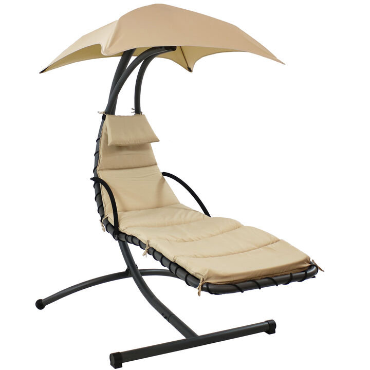 Sunnydaze Floating Chaise Lounge Chair with Canopy and Arc Stand