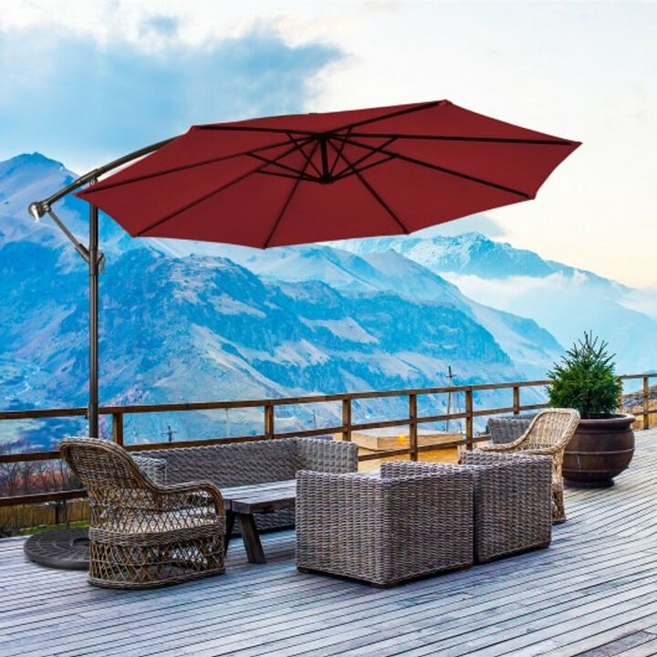 10 Feet Patio Offset Hanging Umbrella with Easy Tilt Adjustment