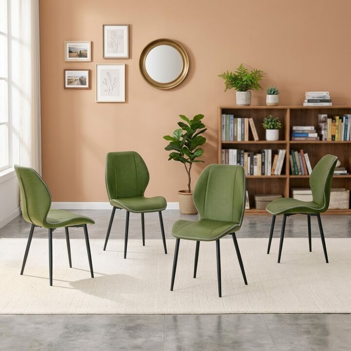 Whisen 4-Pack PU Leather Dining Chairs with Adjustable Feet, Metal Frame, Light Luxury Upholstered Chairs for Dining Room, Office, Study
