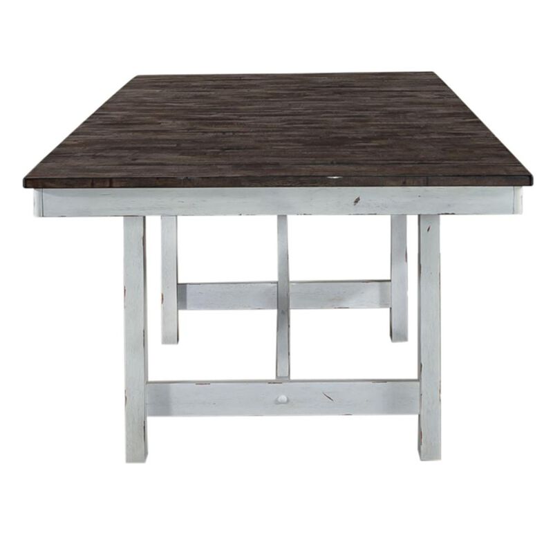 Liberty Furniture Farmhouse Trestle Table in Two Tone White w/ Wood Tone Top image number 2