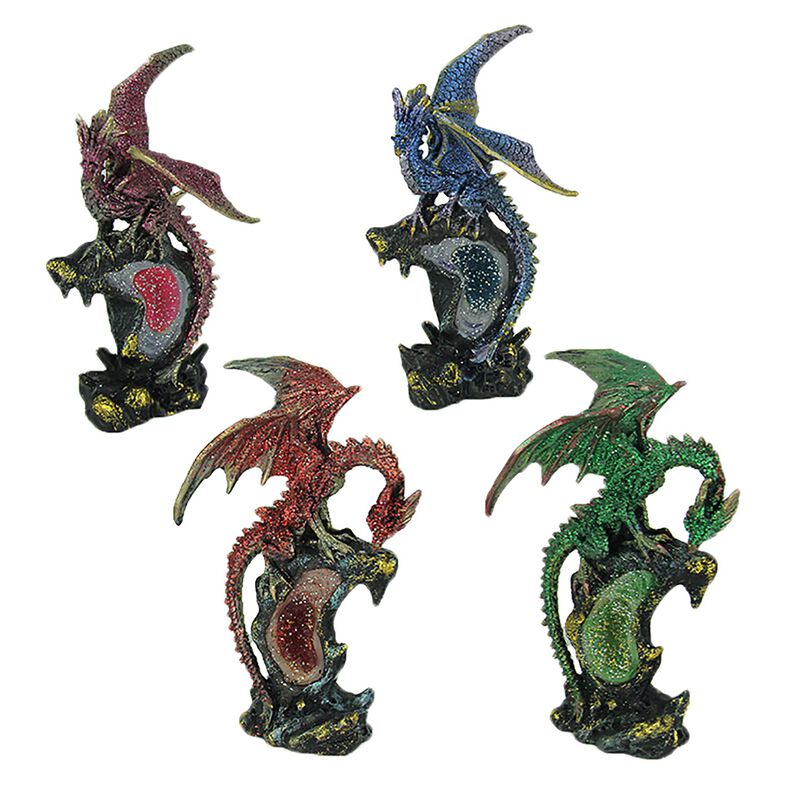 Dueling Dragons 4 Piece Dragon On Geode Figurine Set image number 0