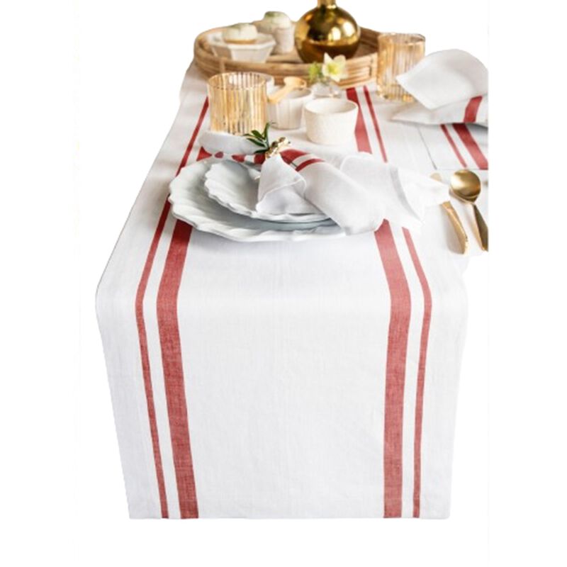 Solino Home 100% Pure Linen Table Runner - French Stripe