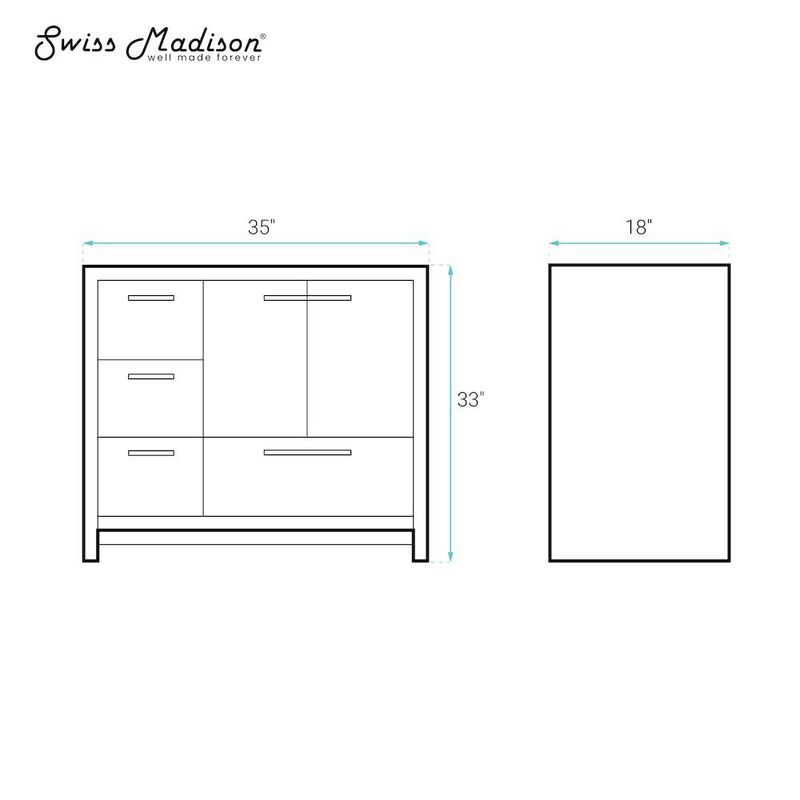 Virage 36" Freestanding Bathroom Vanity in Black Oak without Sink Top image number 6