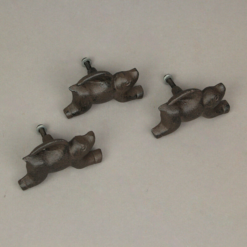 Set of 6 Cast Iron Flying Pig Drawer Pulls Decorative Cabinet Knobs Home Decor image number 4
