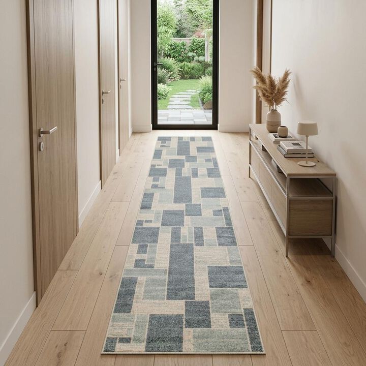 HomeRoots Geometric Washable Runner Rug