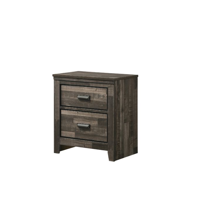 Streamdale Contemporary Nightstand in Brown Mix Finish with 2 Drawers