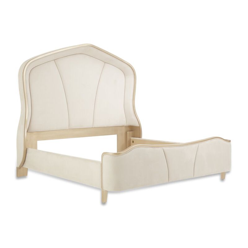 Michael Amini Malibu Crest Eastern King Curved Panel Bed - Chardonnay