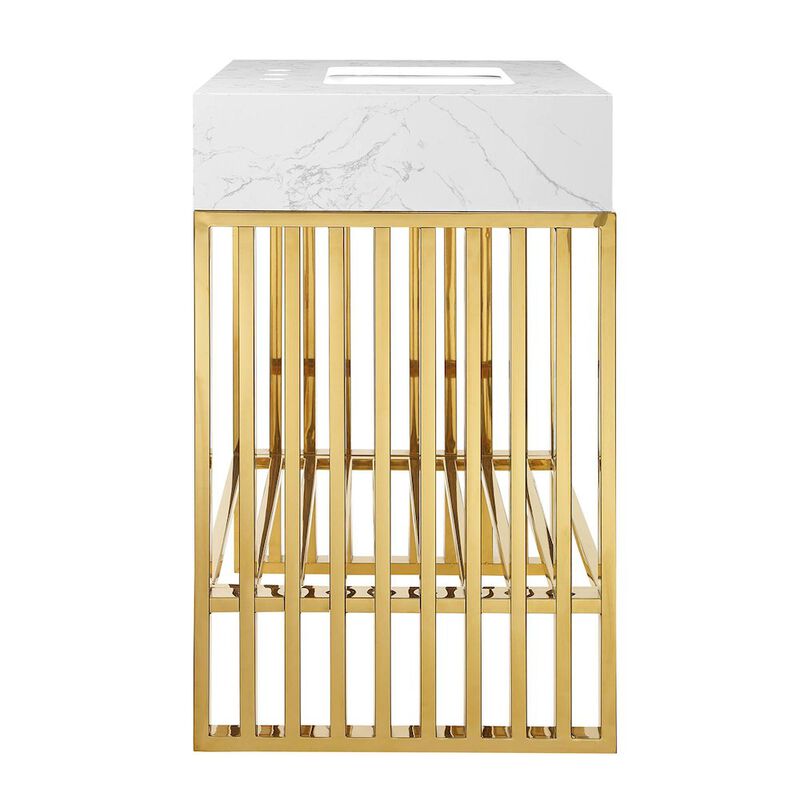 Modway Gridiron 30" Stainless Steel Bathroom Vanity, 30 Inch, Gold image number 2