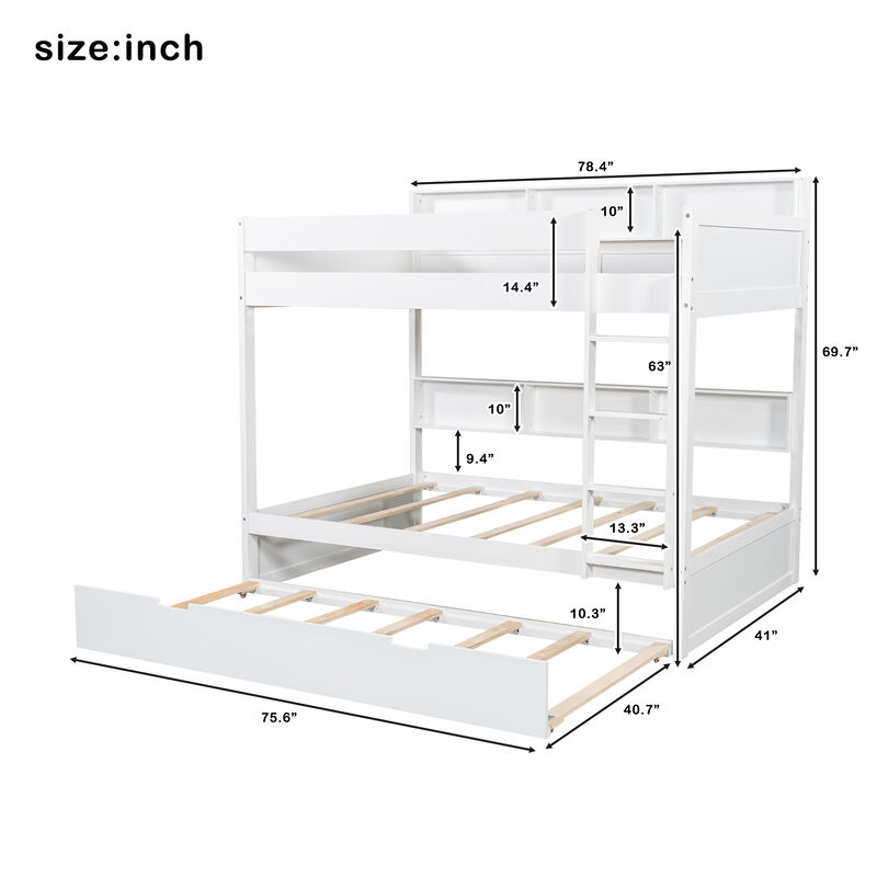 Merax Wooden Bunk Bed Series with Side Storage Shelves & Pull-out Trundle image number 4