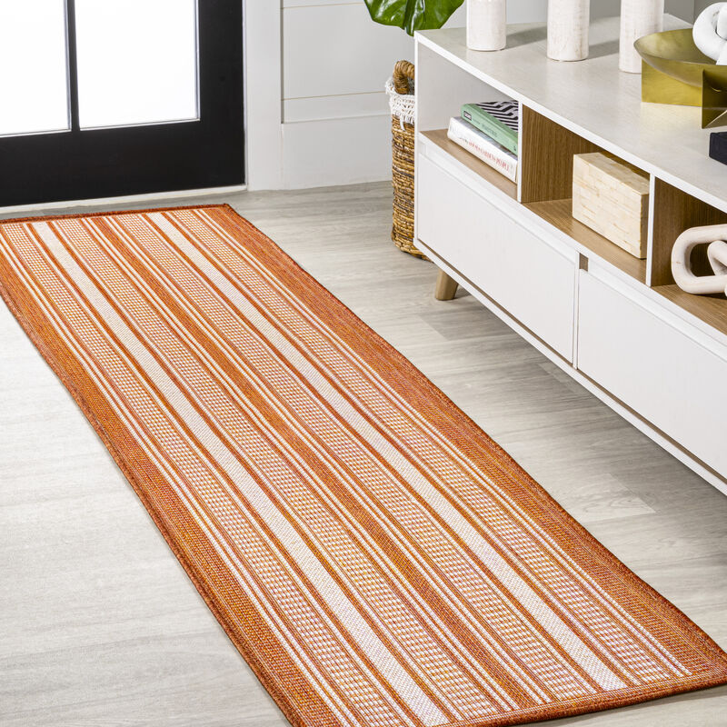 Haynes Modern Double Stripe Indoor/Outdoor Area Rug