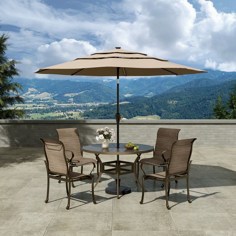 Mondawe 5 Pieces Outdoor Patio Dining Set with 48"W Round Dining Table & 4 Armchairs