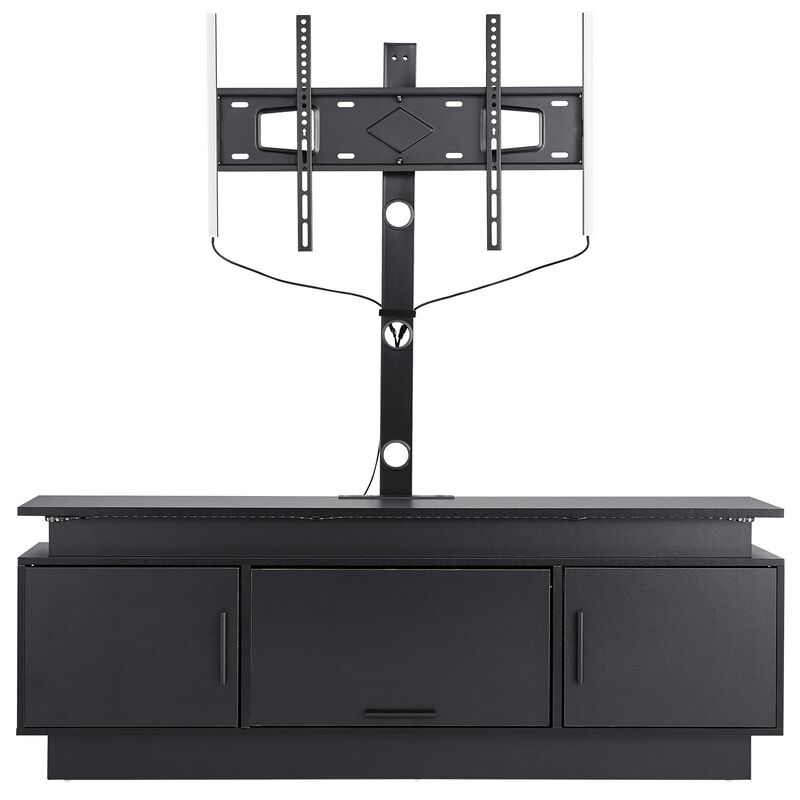 TV Console with Mount for Up to 75 Inch TVs, LED Lights, Power Outlet, 3-Tier Storage Shelves-Black image number 0