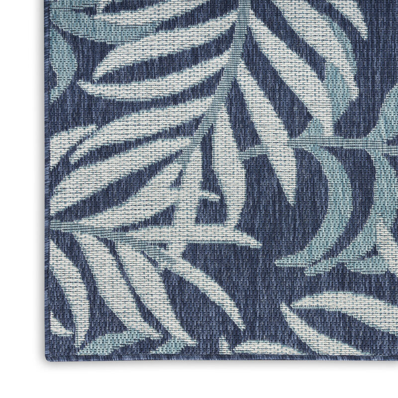 HomeRoots 6' X 9' Navy Blue And Ivory Palm Leaf Indoor Outdoor Area Rug image number 2