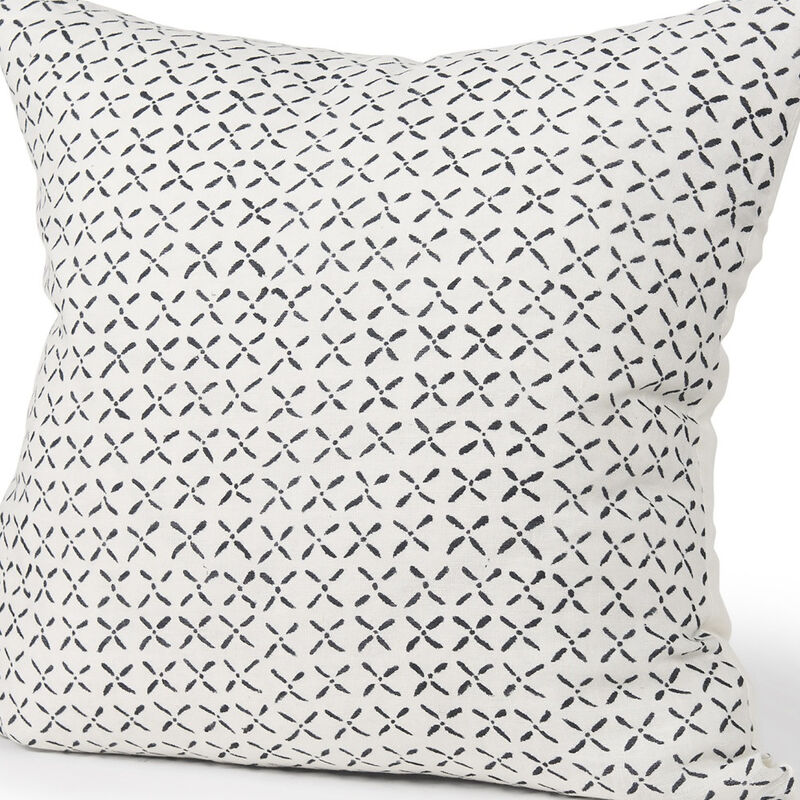 HomeRoots 22" Cream And Black Geometric Linen Throw Pillow Cover with Embroidery image number 2