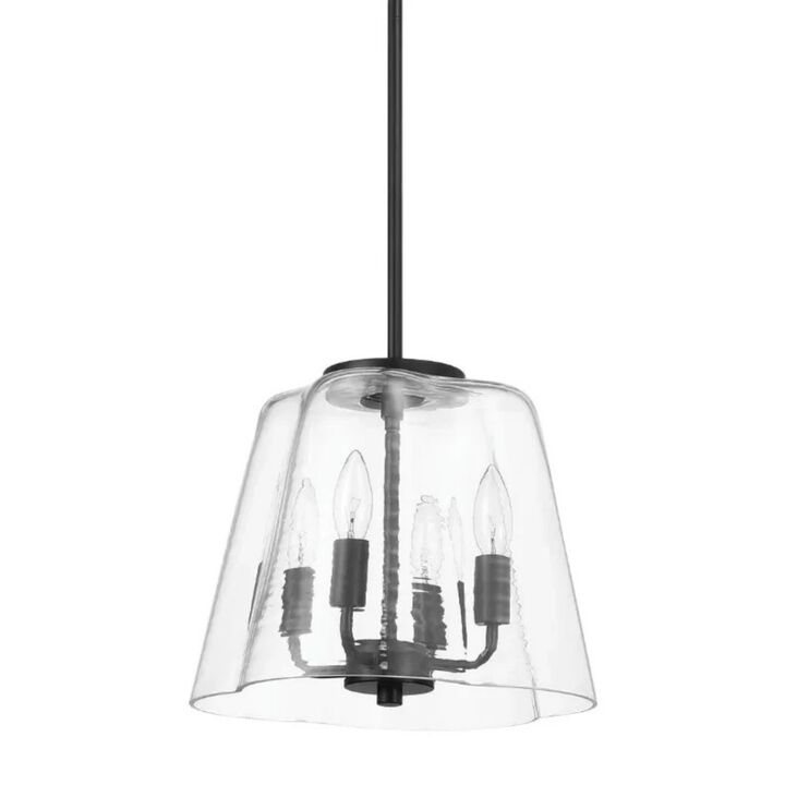 ELEMENT ACE Modern Elegant Four Candle Light Pendant Fixture with Clear Glass Shades Ideal for Dining Room, Kitchen Island, Living Room and Entryway Decor