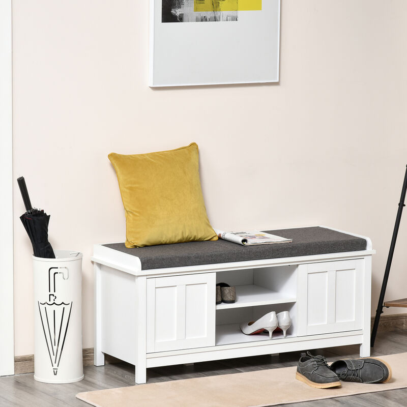 Hallway Shoe Bench with Storage Cabinets &ndash; Space-Saving Organizer for Entryway or Mudroom