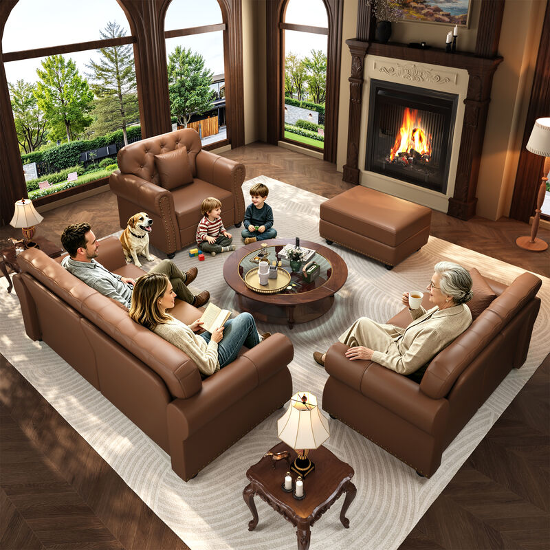 Lerkka Upholstered Faux Leather Sofa Sets image number 6