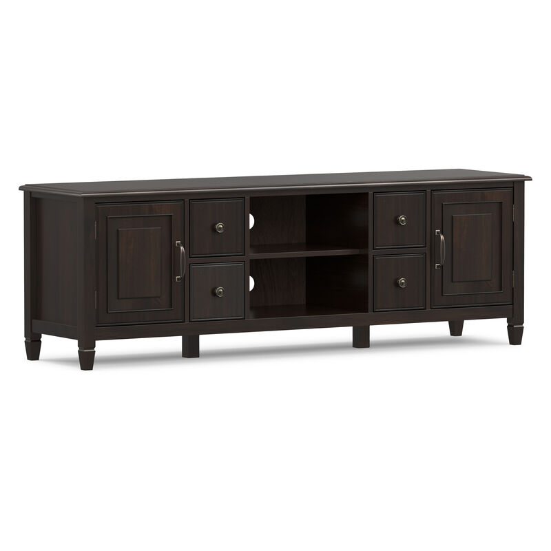 Simpli Home Solit Wood 72 Inch Wide Tv Stand In Dark Chestnut Brown For Tvs Up To 80 Inches image number 0