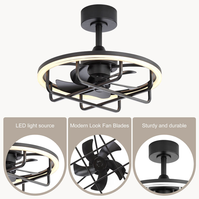 Breezary 20 Inch Caged LED Ceiling Fan with Light, Dimmable 3CCT, 6 Speed, Remote image number 7