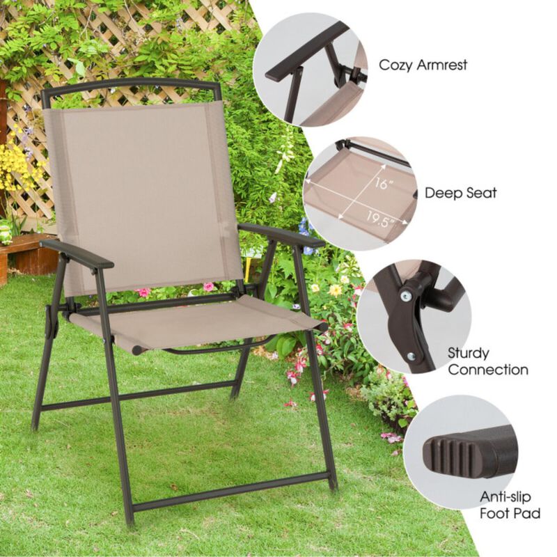 Hivvago Set of 2 Patio Dining Chairs with Armrests and Rustproof Steel Frame