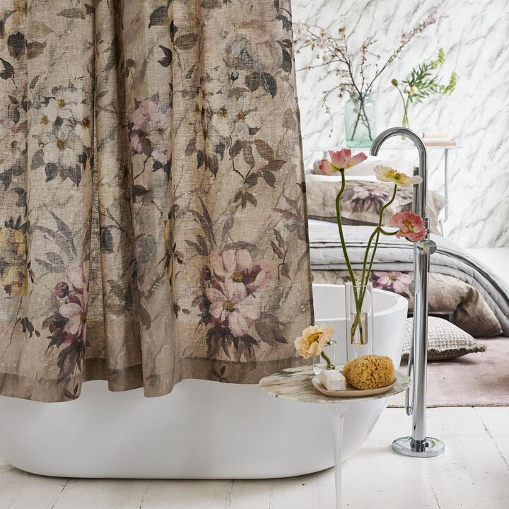 Carrara Fiore Cameo Linen Shower Curtain, 72'' x 72''