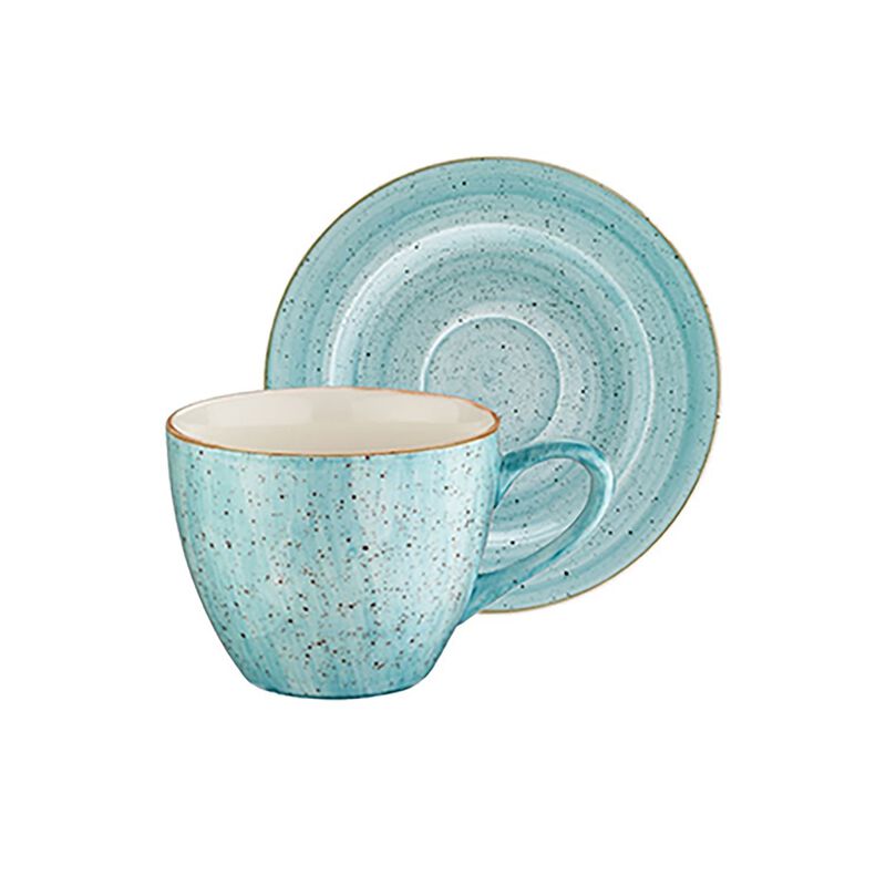 Aqua Bistro 3 oz.  Espresso Cup+Saucer Set for 4