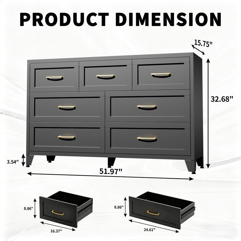 Pelkan 7-Drawer Metal Dresser image number 3