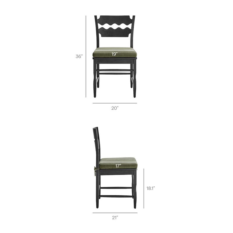 Jax Oak Wood Dining Chair With Wavy Razor Back and Cushion image number 2