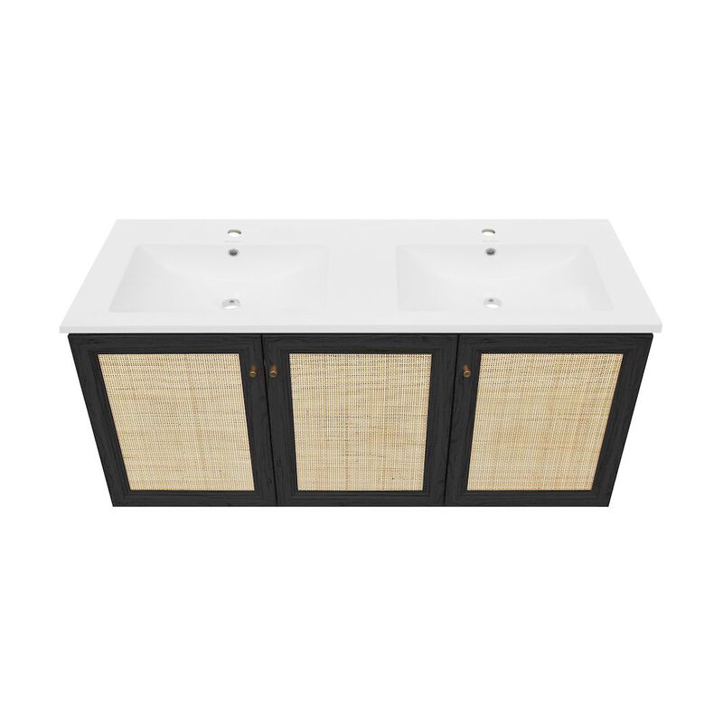 Classe 48" Wall-Mounted Bathroom Vanity with Double Basin Sink Top image number 2