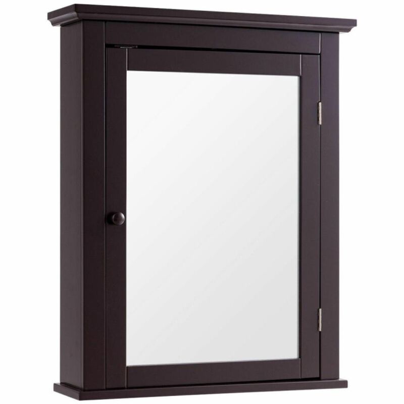 Hivvago Wall Mount Bathroom Cabinet with One Mirror Single Door Adjustable Shelves Retro Handle