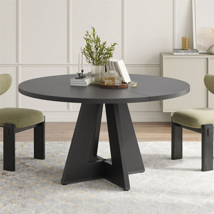 47" Modern Wood Round Dining Table with Sturdy Metal Base