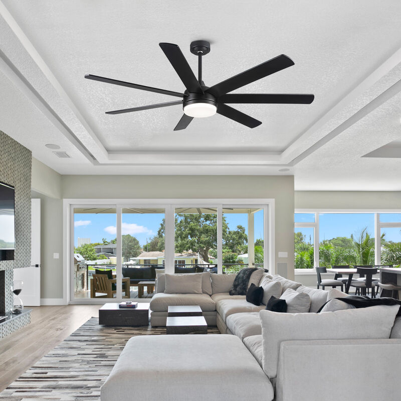 ELEMENT ACE 72 Inch Large Farmhouse Ceiling Fan with Reversible Plywood Blades, Adjustable Wind Speeds, Dimmable LED Light Ideal for Dining Room, Living Room and Bedroom Spaces image number 4