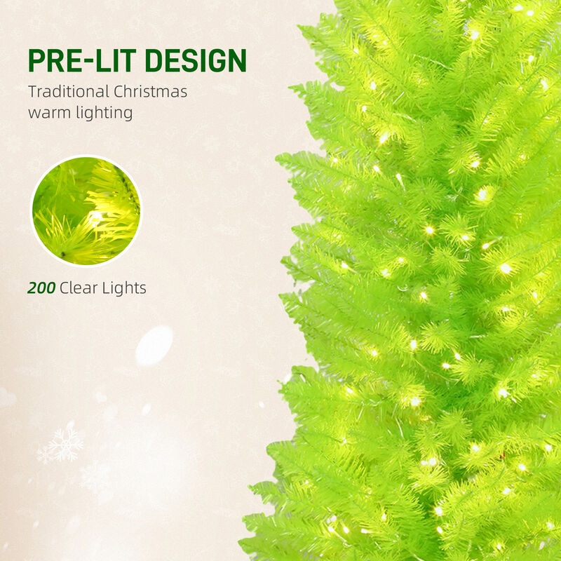 BreeBe 5 ft Pencil Christmas Tree with LED Lights and Metal Stand image number 5