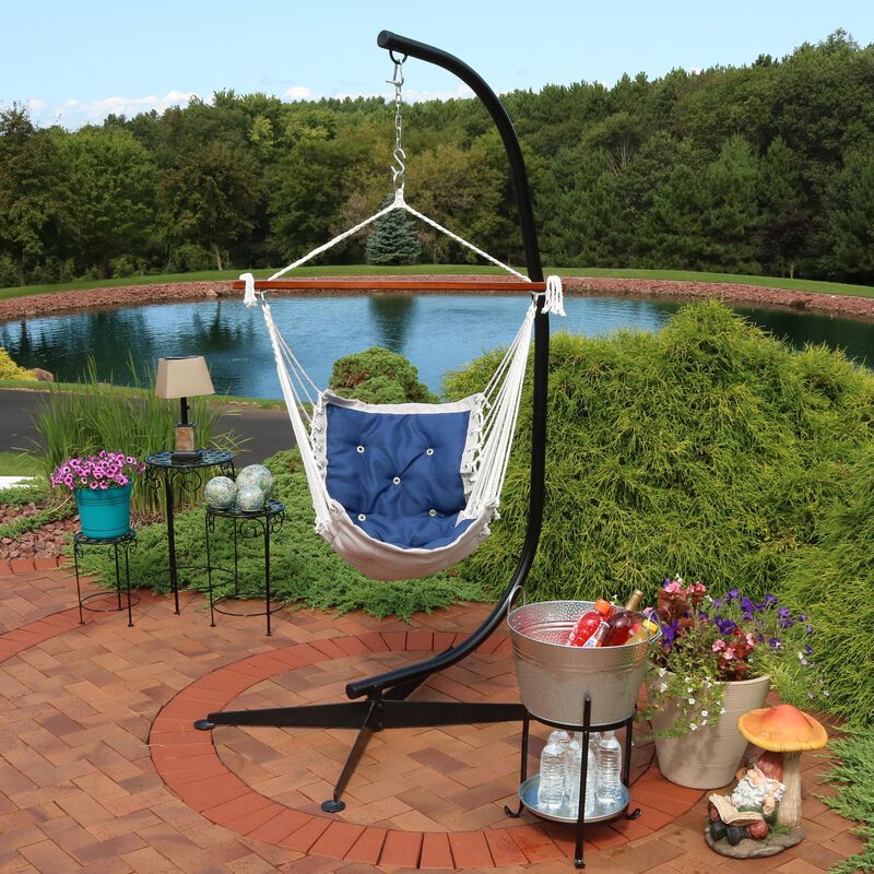 Sunnydaze Polyester Victoria Hammock Chair with Steel C-Stand