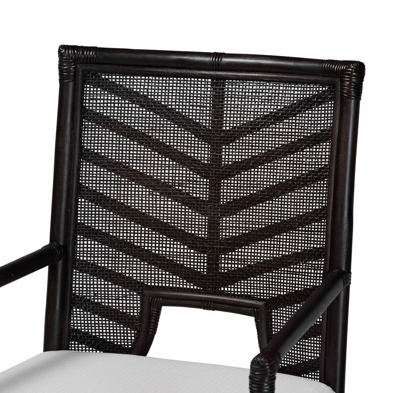 bali & pari Oscar Natural Rattan Dining Chair - Handwoven Wicker Accent Chair with Chevron Back and Armrests for Kitchen or Dining Room image number 4