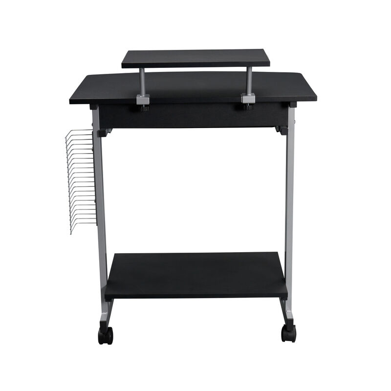 Compact Computer Cart With Storage, Graphite